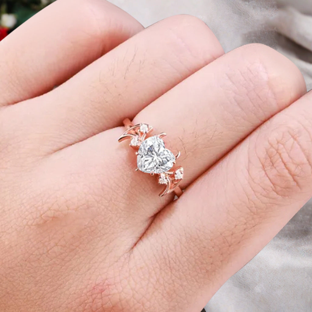 Bague de fiançailles vintage ovale en pierre de lune, bague de promesse unique en opale et moissanite