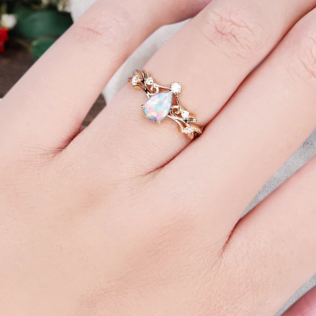 Bague de fiançailles en pierre de soleil ovale, bague de mariage unique en moissanite, cadeau pour elle