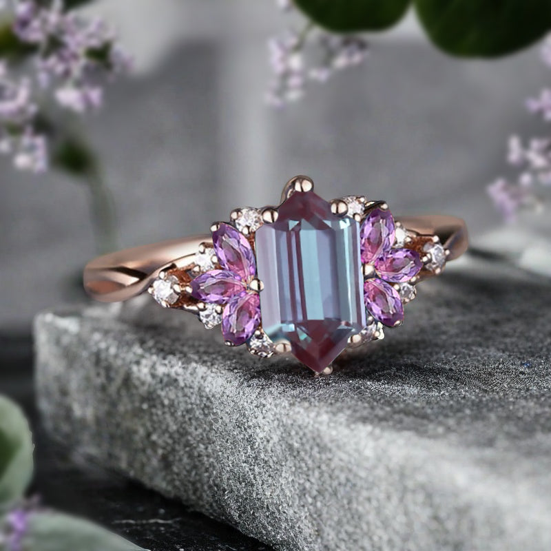 Bague de fiançailles vintage en forme de poire avec aigue-marine, ensemble de bagues de mariage uniques, cadeau d'anniversaire