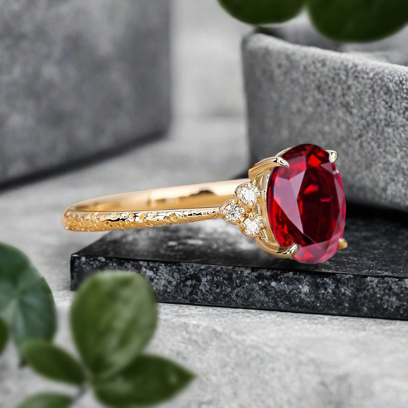 Bague de fiançailles vintage ovale en pierre de lune, bague de promesse unique en opale et moissanite