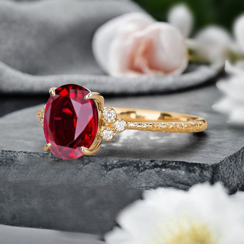 Bague de fiançailles vintage ovale en pierre de lune, bague de promesse unique en opale et moissanite