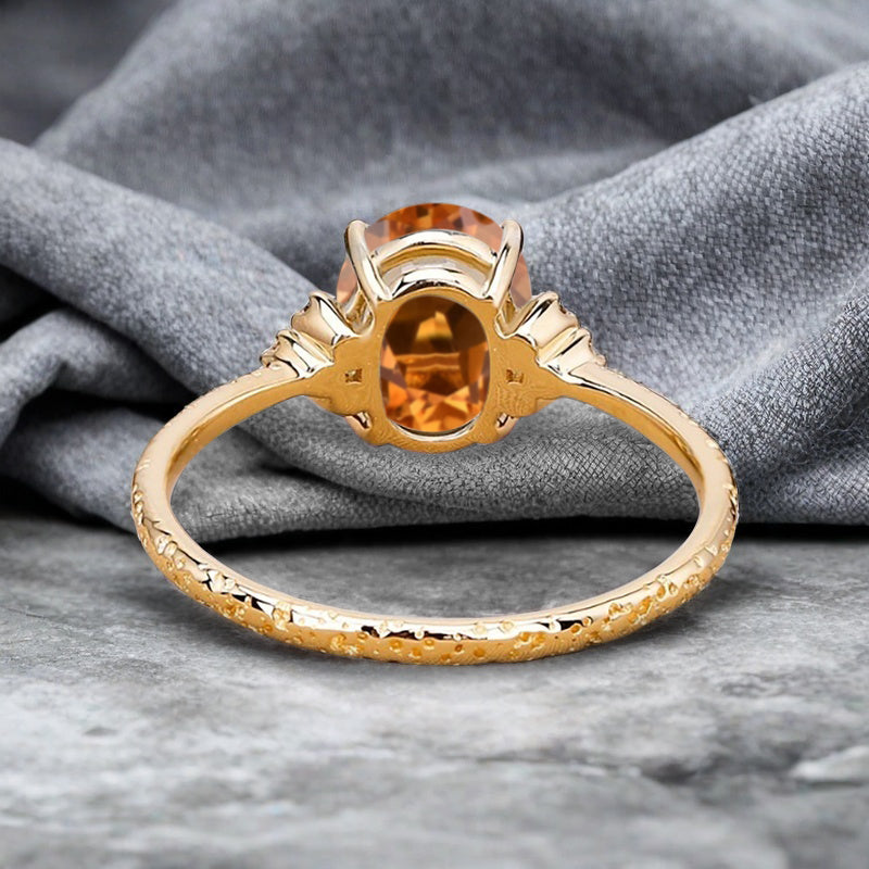 Vintage Unique Citrine Engagement Ring Solid 14K Gold Orange Citrine Ring July Birthstone Ring Delicate Citrine Gemstone Ring Handmade Bridal Jewelry