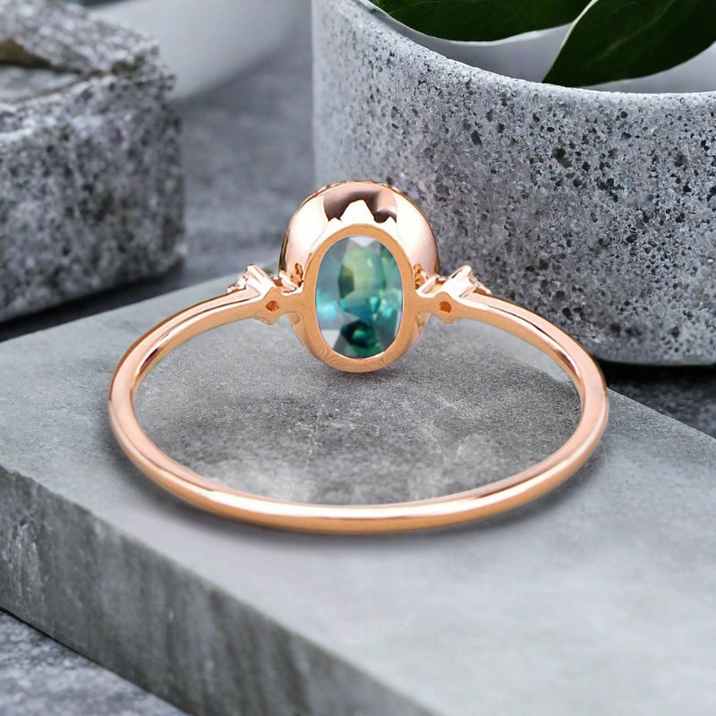 Vintage Unique Emerald Engagement Ring Solid 10K Gold Green Emerald Ring Delicate Emerald Gemstone Ring Handmade Bridal Jewelry