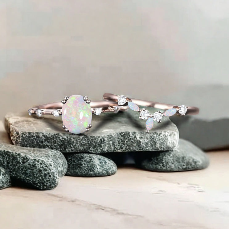 Bague de fiançailles vintage en forme de poire avec aigue-marine, ensemble de bagues de mariage uniques, cadeau d'anniversaire
