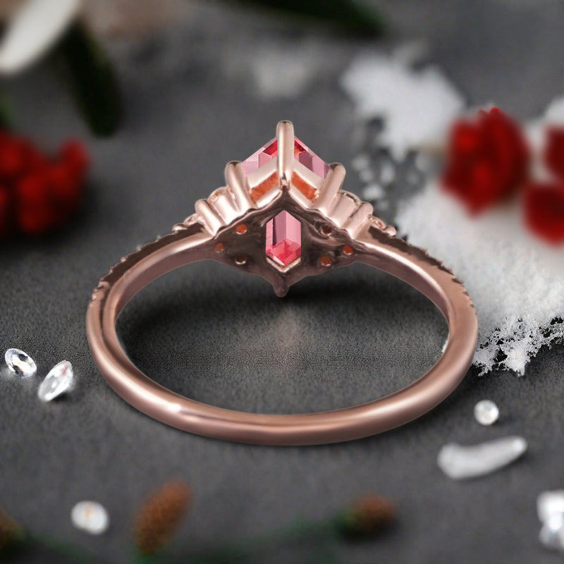 Vintage Unique Pink Sapphire Engagement Ring Solid 14K Gold Pink Sapphire Ring July Birthstone Ring Delicate Pink Sapphire Gemstone Ring Handmade Bridal Jewelry