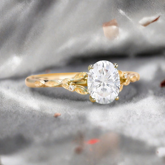 Oval Moissanite Engagement Ring Vintage Rose Gold White Ring Women Moissanite Twisted Hollow Wedding Ring Bridal Promise Ring