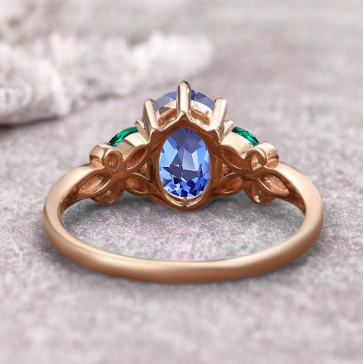 Bague de fiançailles vintage ovale en pierre de lune, bague de promesse unique en opale et moissanite