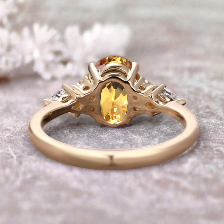 Bague de fiançailles vintage ovale en pierre de lune, bague de promesse unique en opale et moissanite