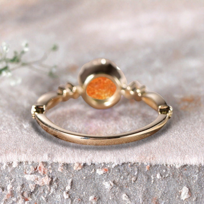 Bague de fiançailles vintage ovale en pierre de lune, bague de promesse unique en opale et moissanite
