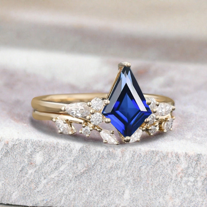 Bague de fiançailles vintage en forme de poire avec aigue-marine, ensemble de bagues de mariage uniques, cadeau d'anniversaire
