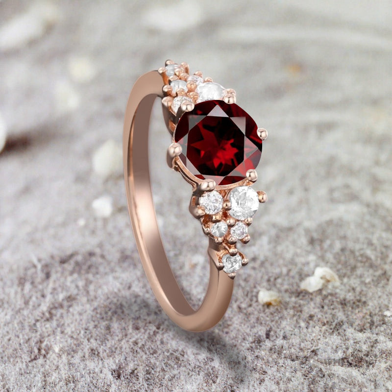 Bague de fiançailles vintage ovale en pierre de lune, bague de promesse unique en opale et moissanite