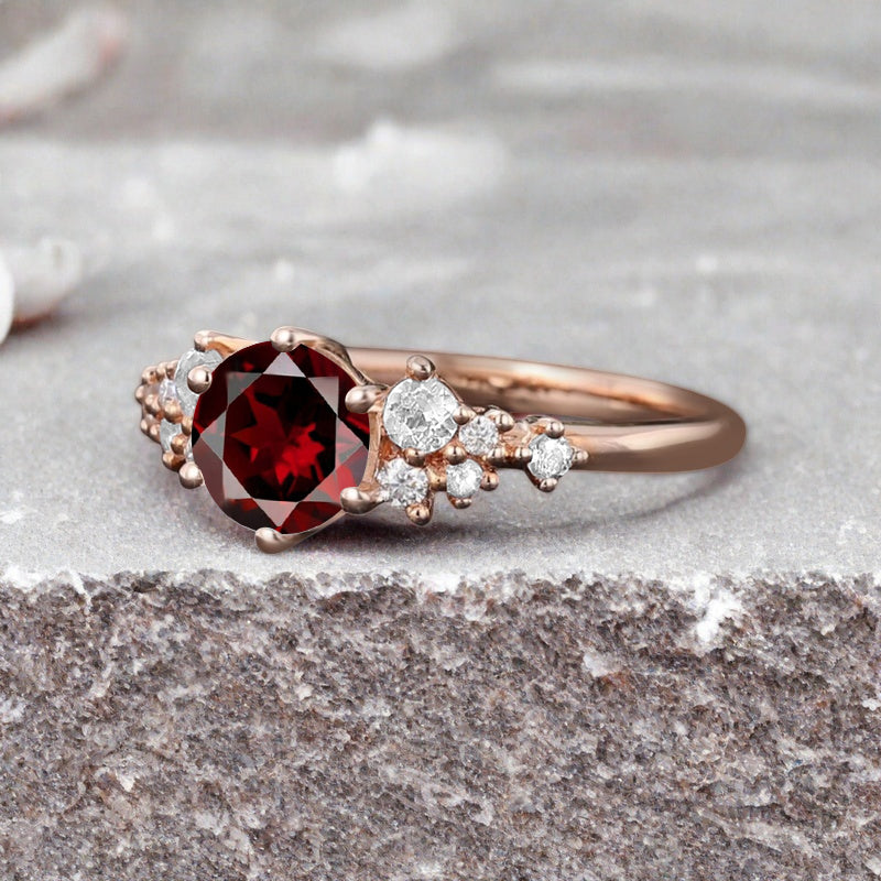 Bague de fiançailles vintage ovale en pierre de lune, bague de promesse unique en opale et moissanite