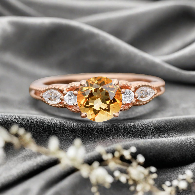 Bague de fiançailles vintage ovale en pierre de lune, bague de promesse unique en opale et moissanite