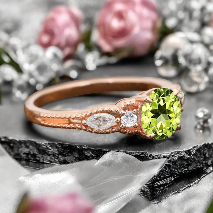 Bague de fiançailles vintage ovale en pierre de lune, bague de promesse unique en opale et moissanite