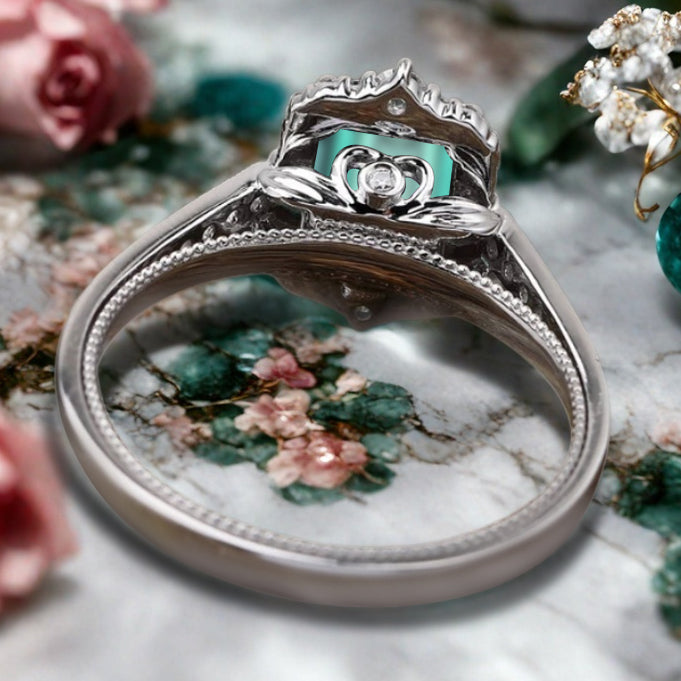 Tsavorite Emerald Cut Ring Art Deco Handmade Octagon Gemstone Engagement Ring Personalized Jewelry Gift