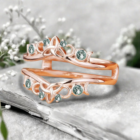 Unique Moss Agate Wedding Ring Curved Enhancer Green White Moss Agate Wedding Band Vintage Stacking Band Unique Matching Ring Promise Anniversary Gift For Her