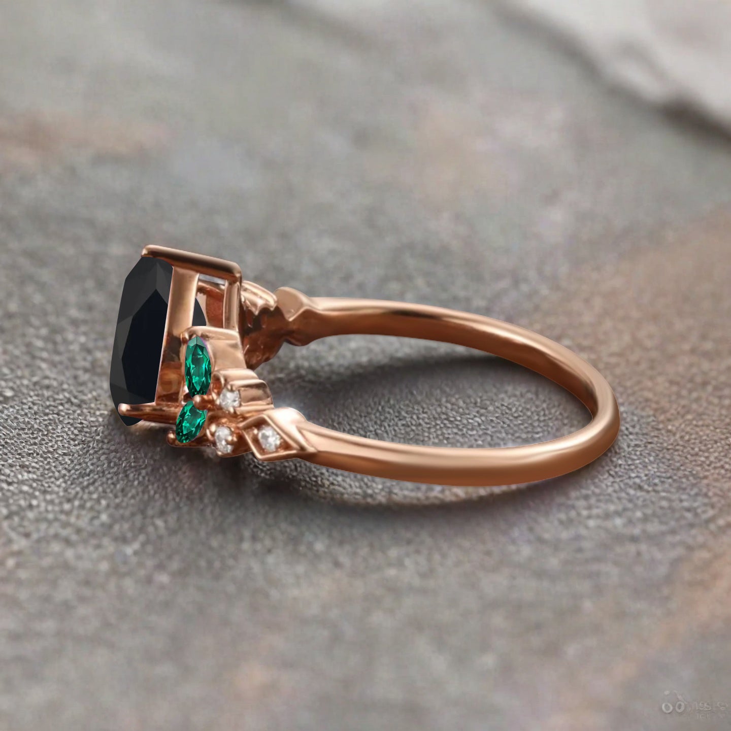 Bague de fiançailles vintage ovale en pierre de lune, bague de promesse unique en opale et moissanite
