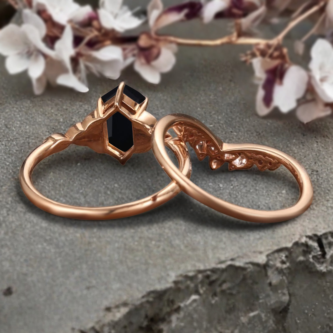 Bague de fiançailles vintage en forme de poire avec aigue-marine, ensemble de bagues de mariage uniques, cadeau d'anniversaire