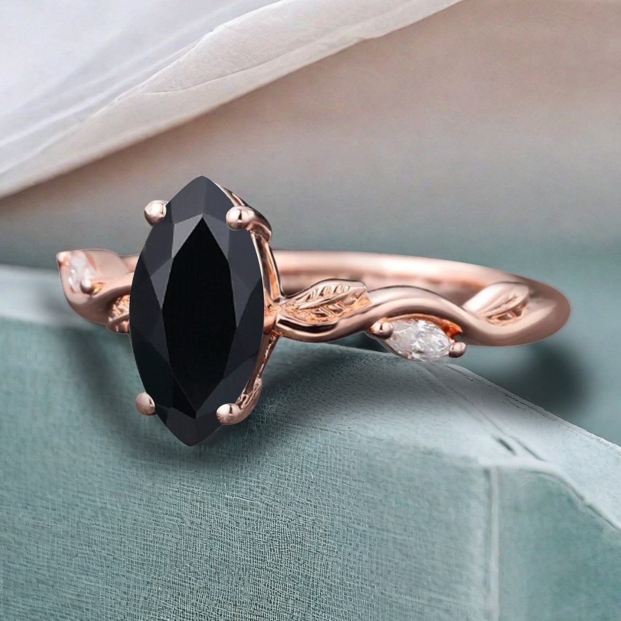 Bague de fiançailles vintage en forme de poire avec aigue-marine, ensemble de bagues de mariage uniques, cadeau d'anniversaire