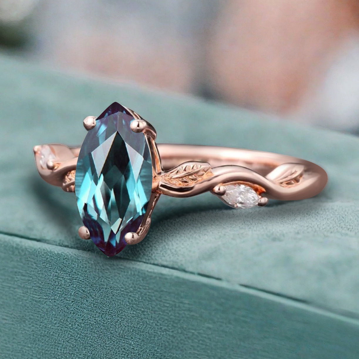 Bague de fiançailles vintage en forme de poire avec aigue-marine, ensemble de bagues de mariage uniques, cadeau d'anniversaire