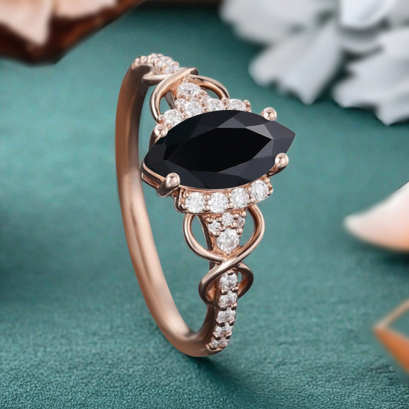 Bague de fiançailles vintage en forme de poire avec aigue-marine, ensemble de bagues de mariage uniques, cadeau d'anniversaire