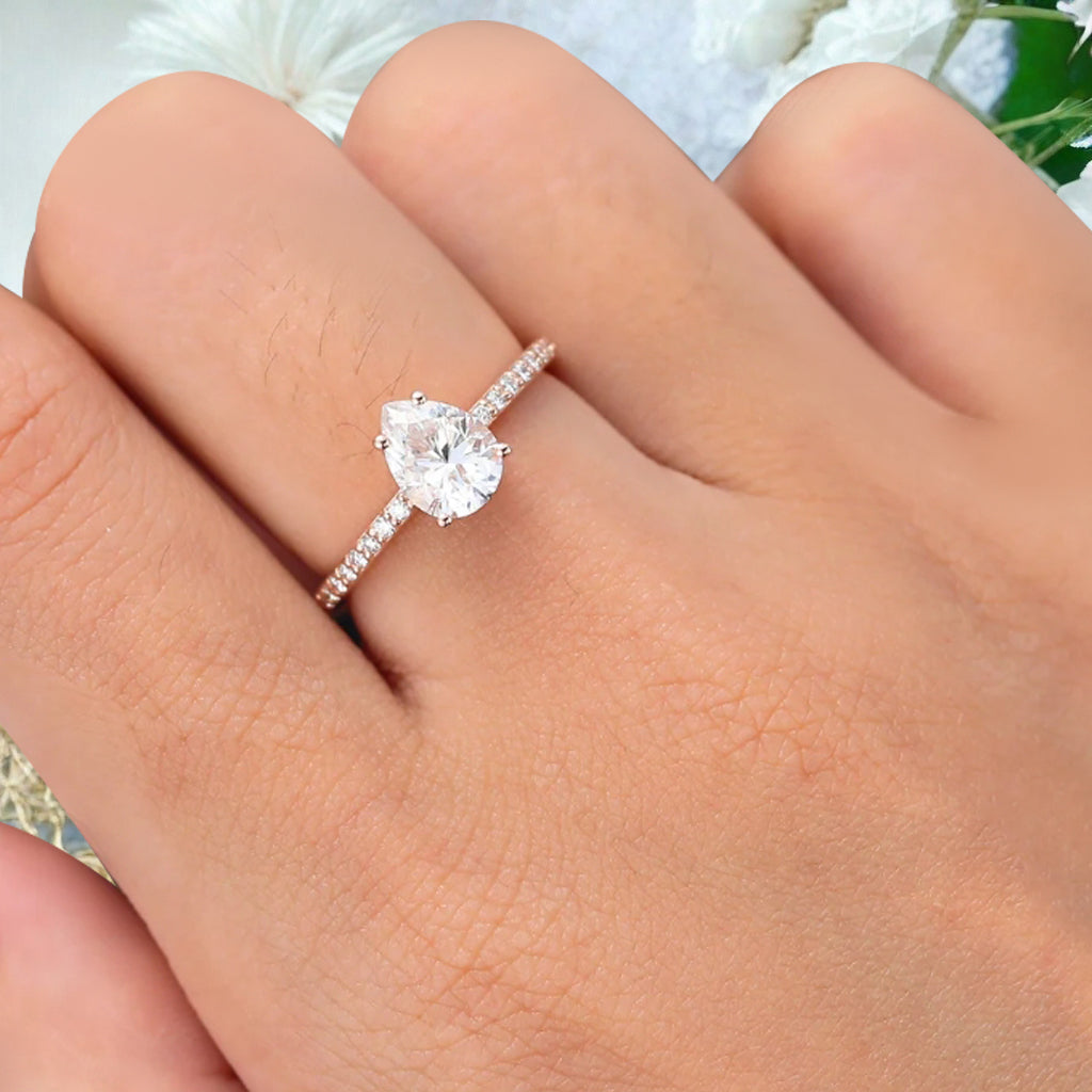 Bague de fiançailles vintage ovale en pierre de lune, bague de promesse unique en opale et moissanite
