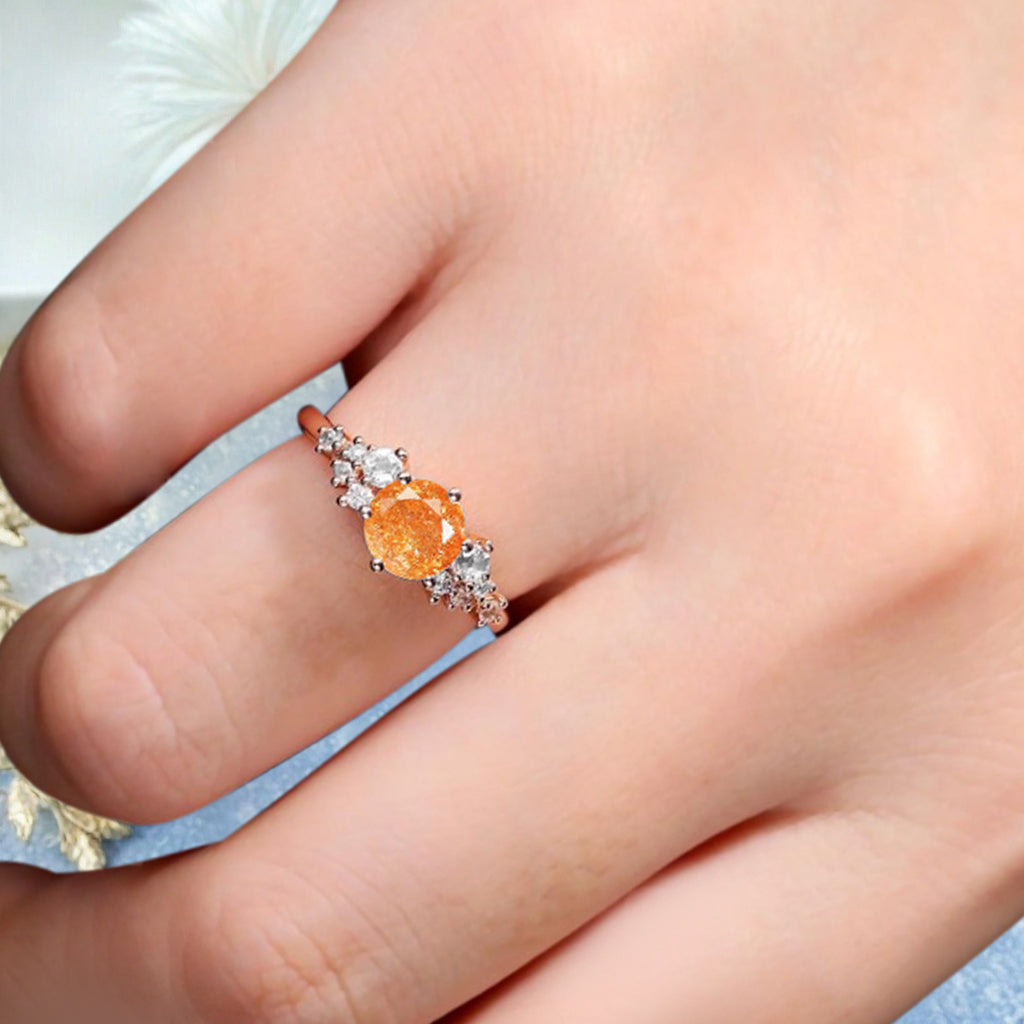 Bague de fiançailles vintage ovale en pierre de lune, bague de promesse unique en opale et moissanite