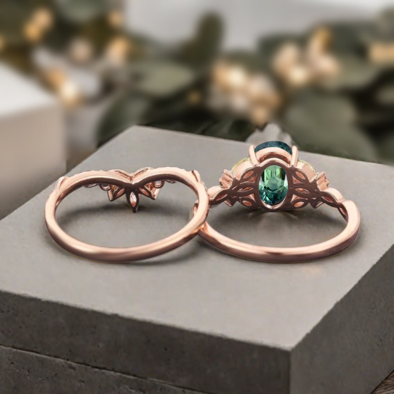 Bague de fiançailles vintage en forme de poire avec aigue-marine, ensemble de bagues de mariage uniques, cadeau d'anniversaire