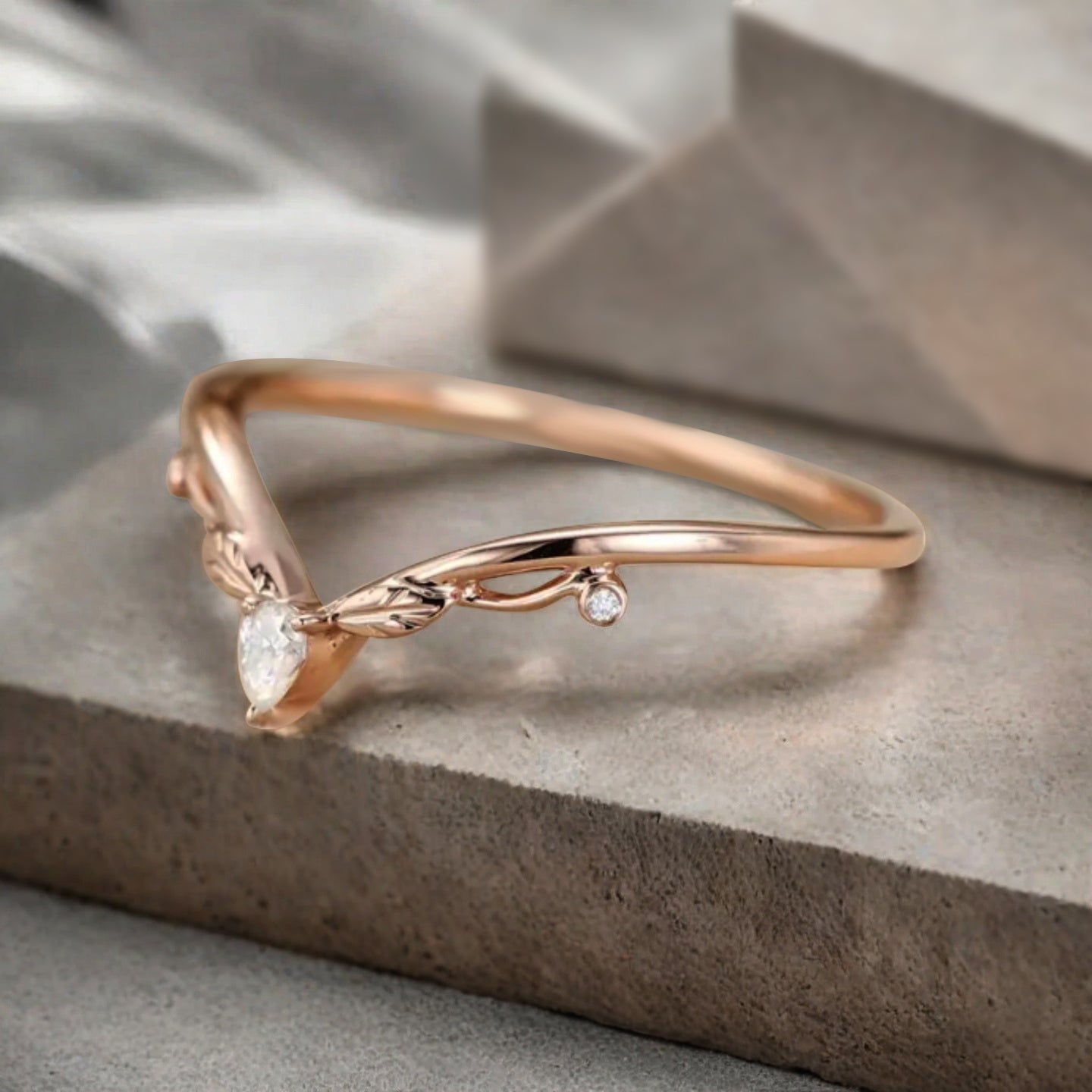 Minimalist Moissanite & Amethyst & Moss Agate Chevron Wedding Band Vintage V Shape Stacking Leaf Ring Unique Matching Ring Promise Delicate Bridal Anniversary Ring