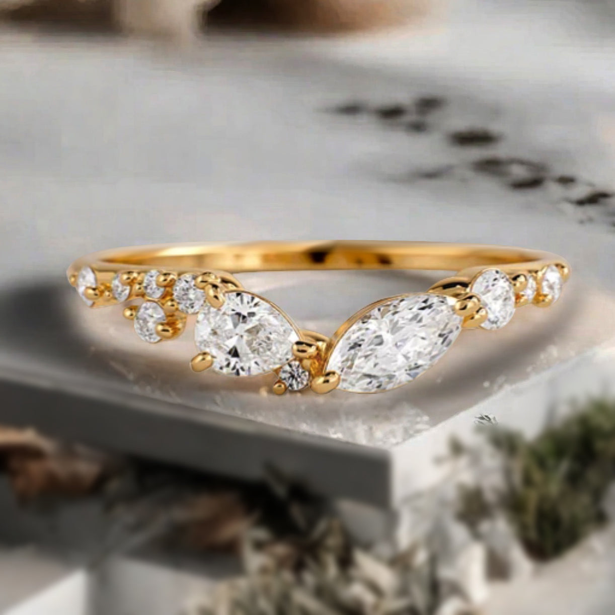 Minimalist Moissanite Chevron Wedding Band Vintage V Shape Stacking Ring Unique Matching Ring Promise Delicate Bridal Anniversary Gift Ring