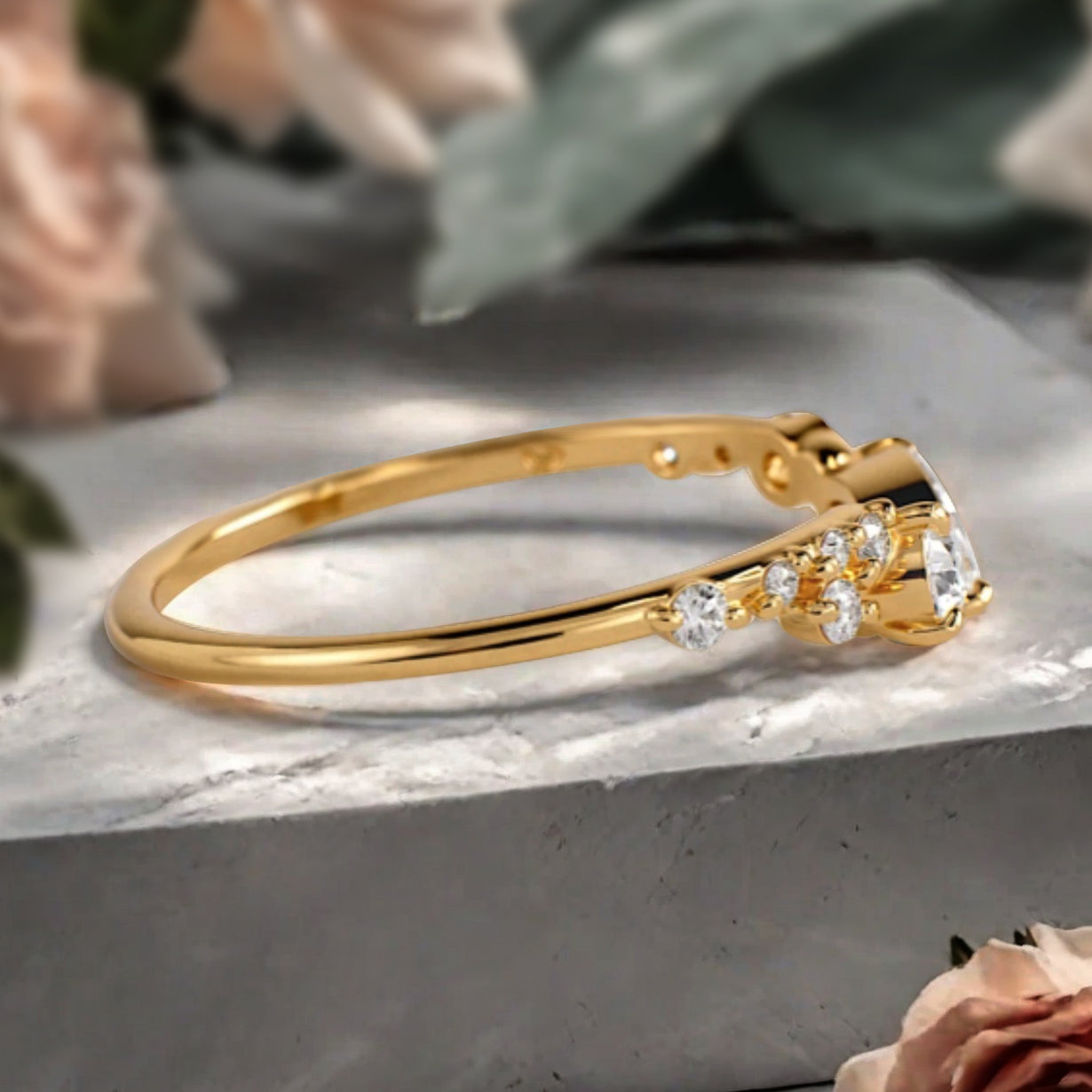 Minimalist Moissanite Chevron Wedding Band Vintage V Shape Stacking Ring Unique Matching Ring Promise Delicate Bridal Anniversary Gift Ring