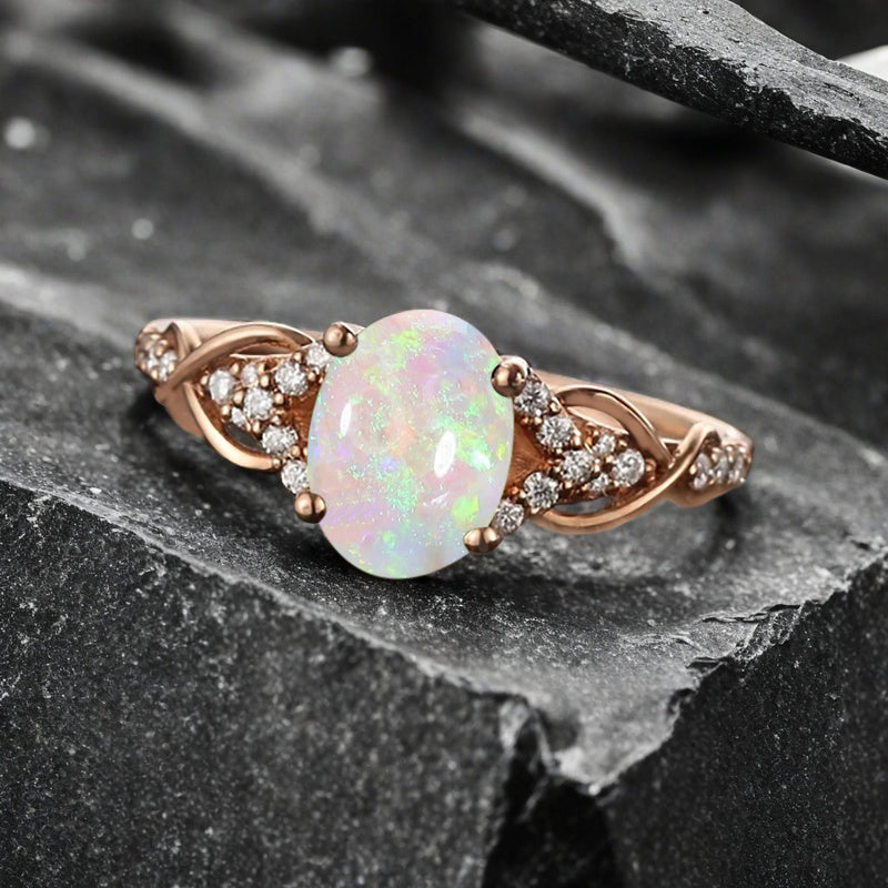 Bague de fiançailles en pierre de soleil ovale, bague de mariage unique en moissanite, cadeau pour elle