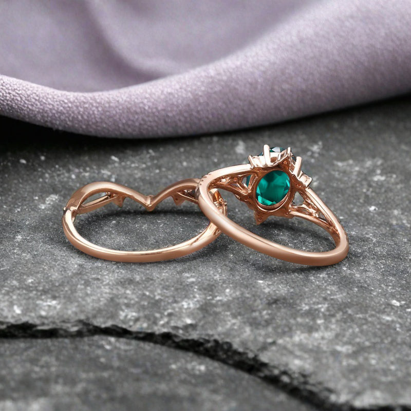Vintage Birnenform Aquamarin Verlobungsring Set Unikat Versprechen Brautring Set Jubiläumsgeschenk