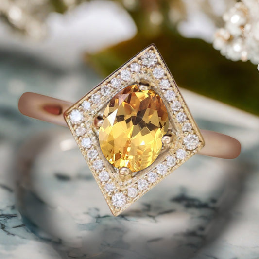 Vintage Citrine Wedding Ring Unique Oval Shape Citrine Engagement Ring Antique Moissanite Bridal Ring Promise Ring Anniversary Gift Ring