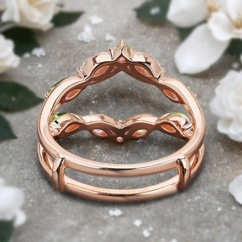 Peridot Wedding Ring Curved Enhancer Peridot Wedding Band Vintage Stacking Band Unique Promise Anniversary Gift For Her