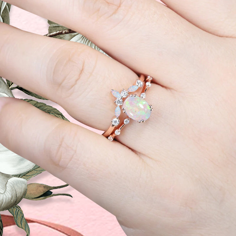Bague de fiançailles vintage en forme de poire avec aigue-marine, ensemble de bagues de mariage uniques, cadeau d'anniversaire