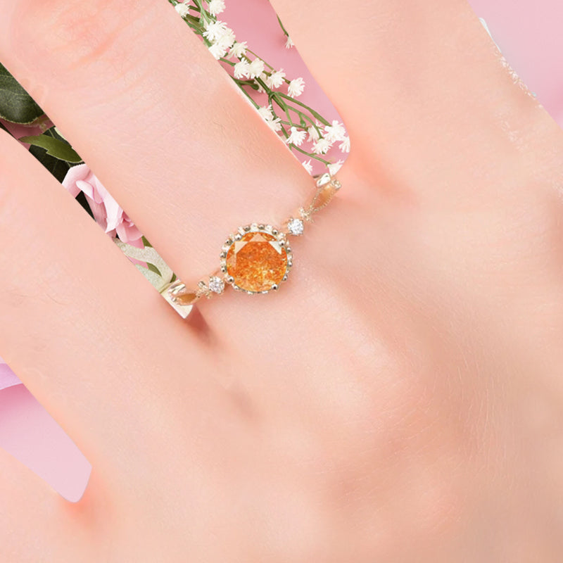 Bague de fiançailles vintage ovale en pierre de lune, bague de promesse unique en opale et moissanite