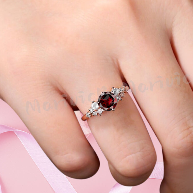 Bague de fiançailles vintage ovale en pierre de lune, bague de promesse unique en opale et moissanite