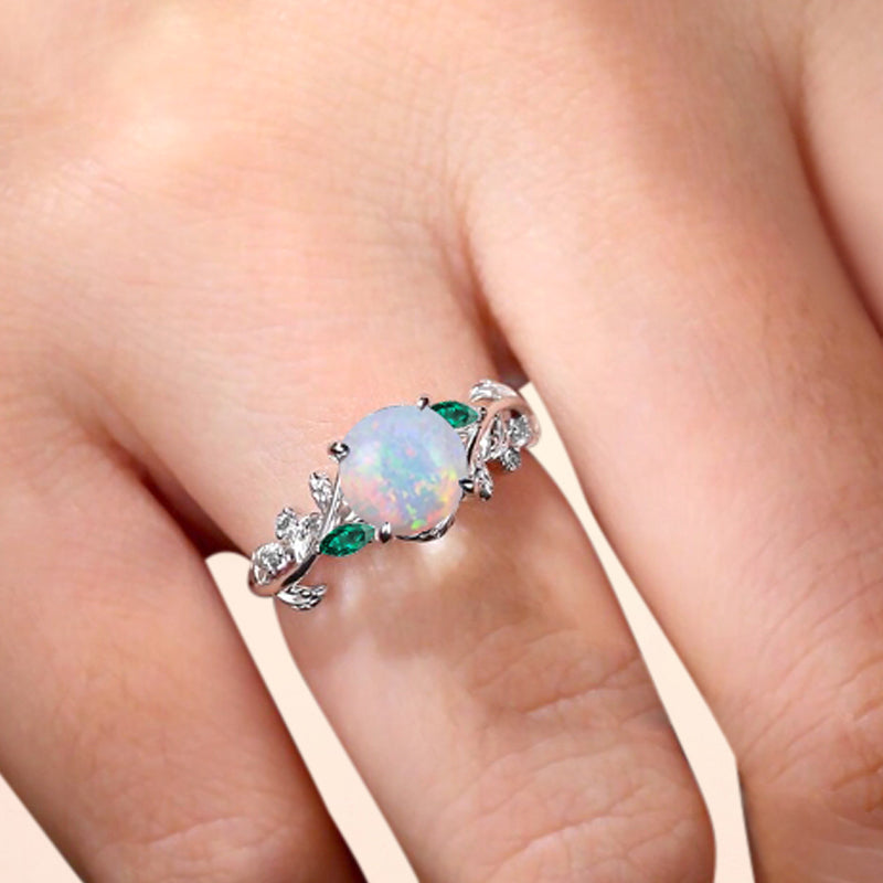 Bague de fiançailles vintage ovale en pierre de lune, bague de promesse unique en opale et moissanite