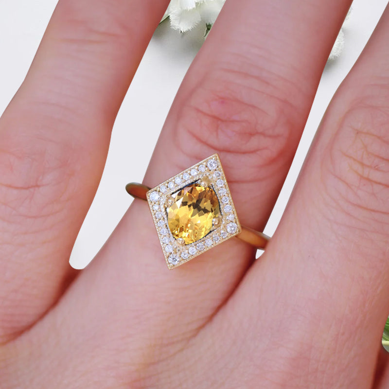 Vintage Citrine Wedding Ring Unique Oval Shape Citrine Engagement Ring Antique Moissanite Bridal Ring Promise Ring Anniversary Gift Ring