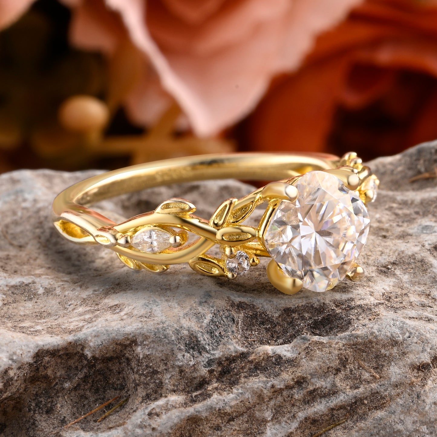 Bague de fiançailles vintage ovale en pierre de lune, bague de promesse unique en opale et moissanite
