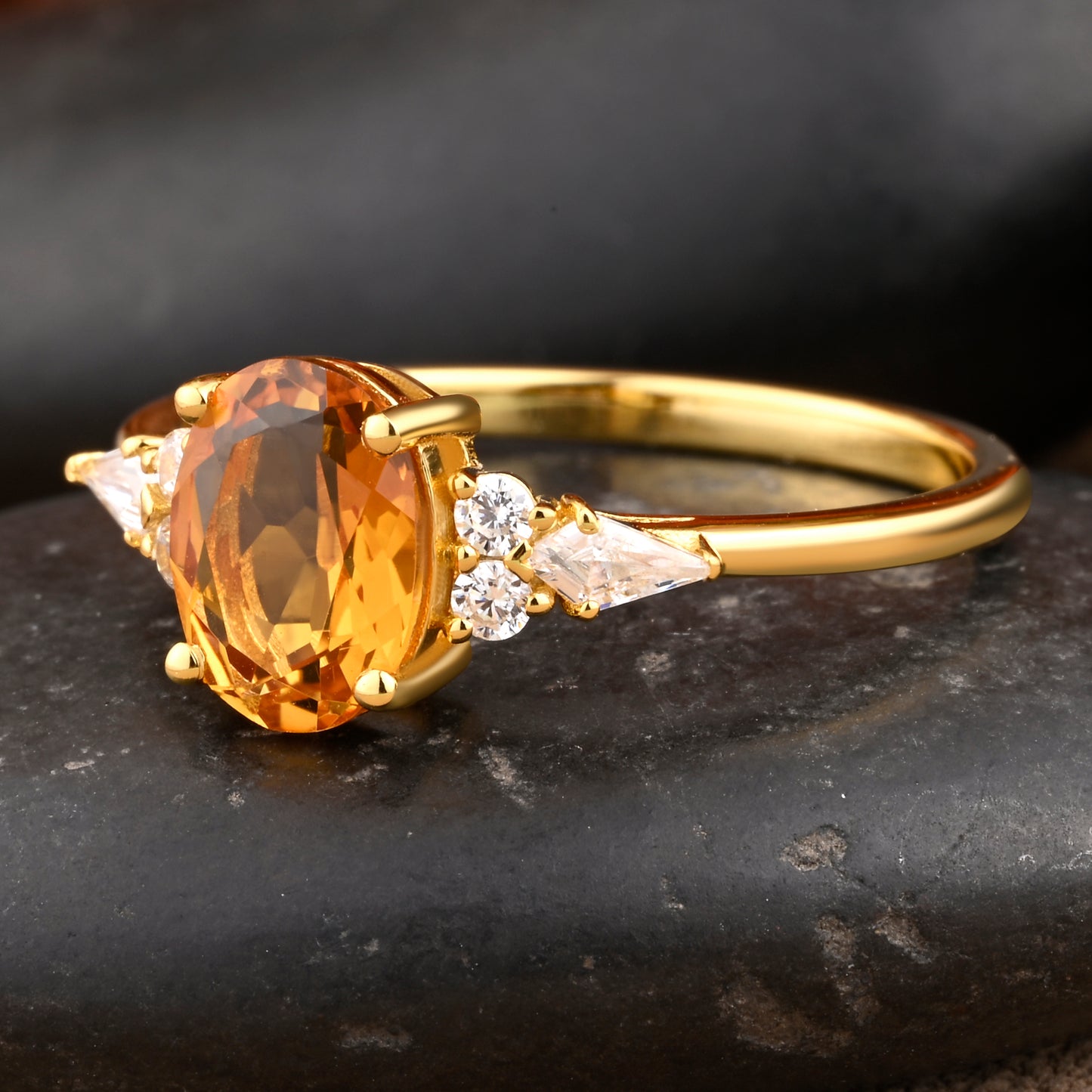 Bague de fiançailles vintage ovale en pierre de lune, bague de promesse unique en opale et moissanite