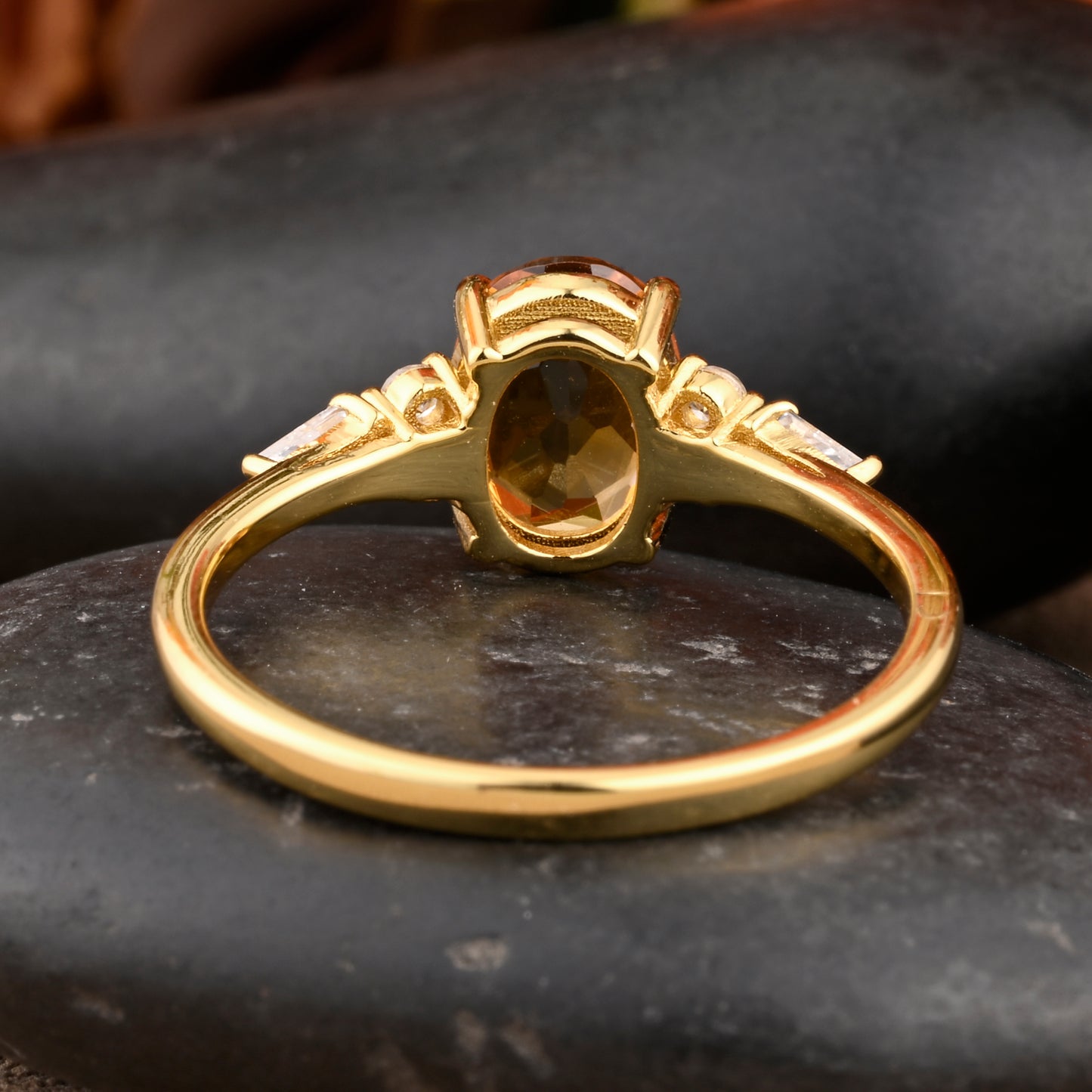 Bague de fiançailles vintage ovale en pierre de lune, bague de promesse unique en opale et moissanite