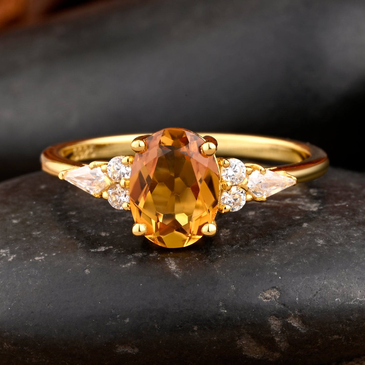 Bague de fiançailles vintage ovale en pierre de lune, bague de promesse unique en opale et moissanite