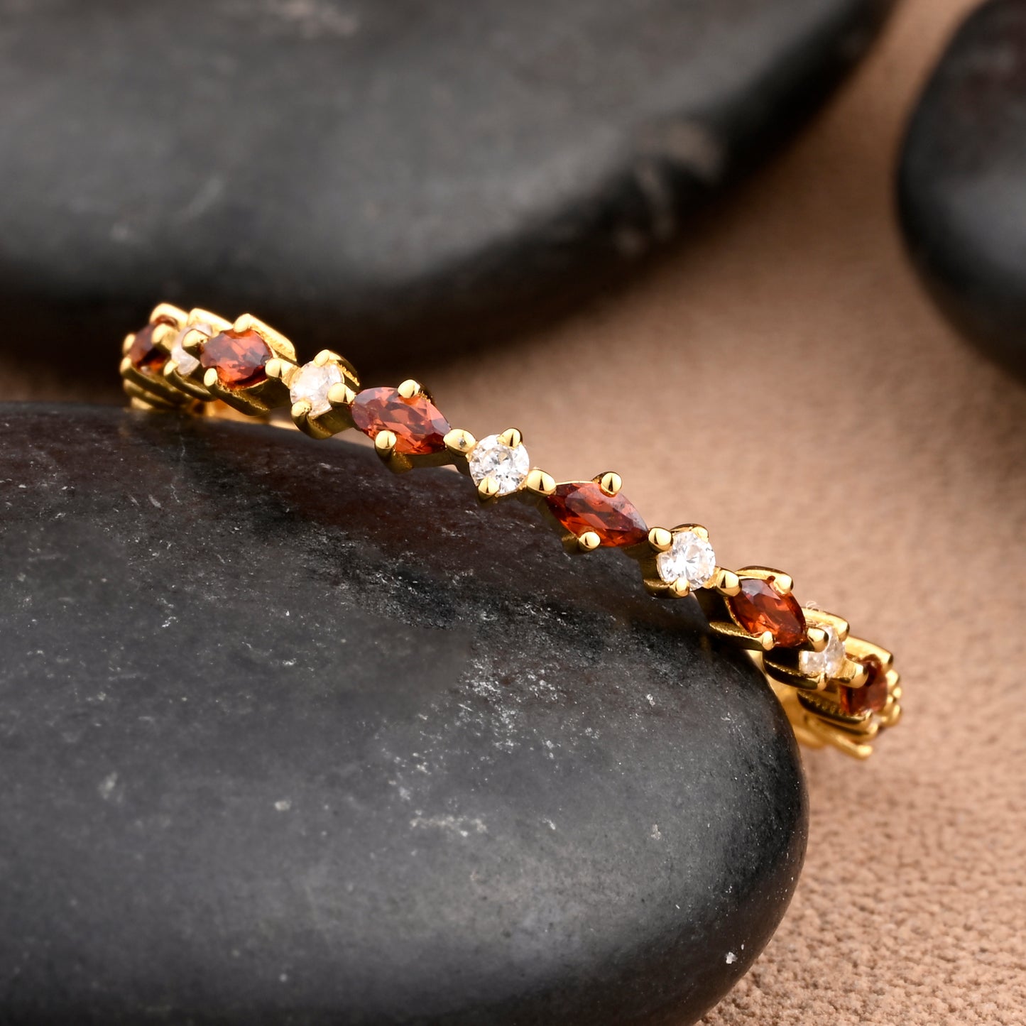Unique Marquise Citrine wedding band Rose gold moissanite wedding band women full eternity matching stacking ring Anniversary gift for her