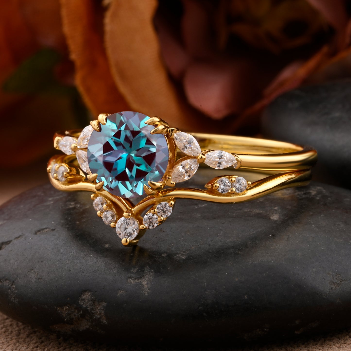 Bague de fiançailles vintage ovale en pierre de lune, bague de promesse unique en opale et moissanite