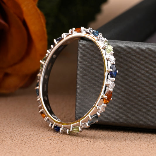 Unique Marquise wedding band Rose gold colorful wedding band women full eternity matching stacking ring Anniversary gift for her