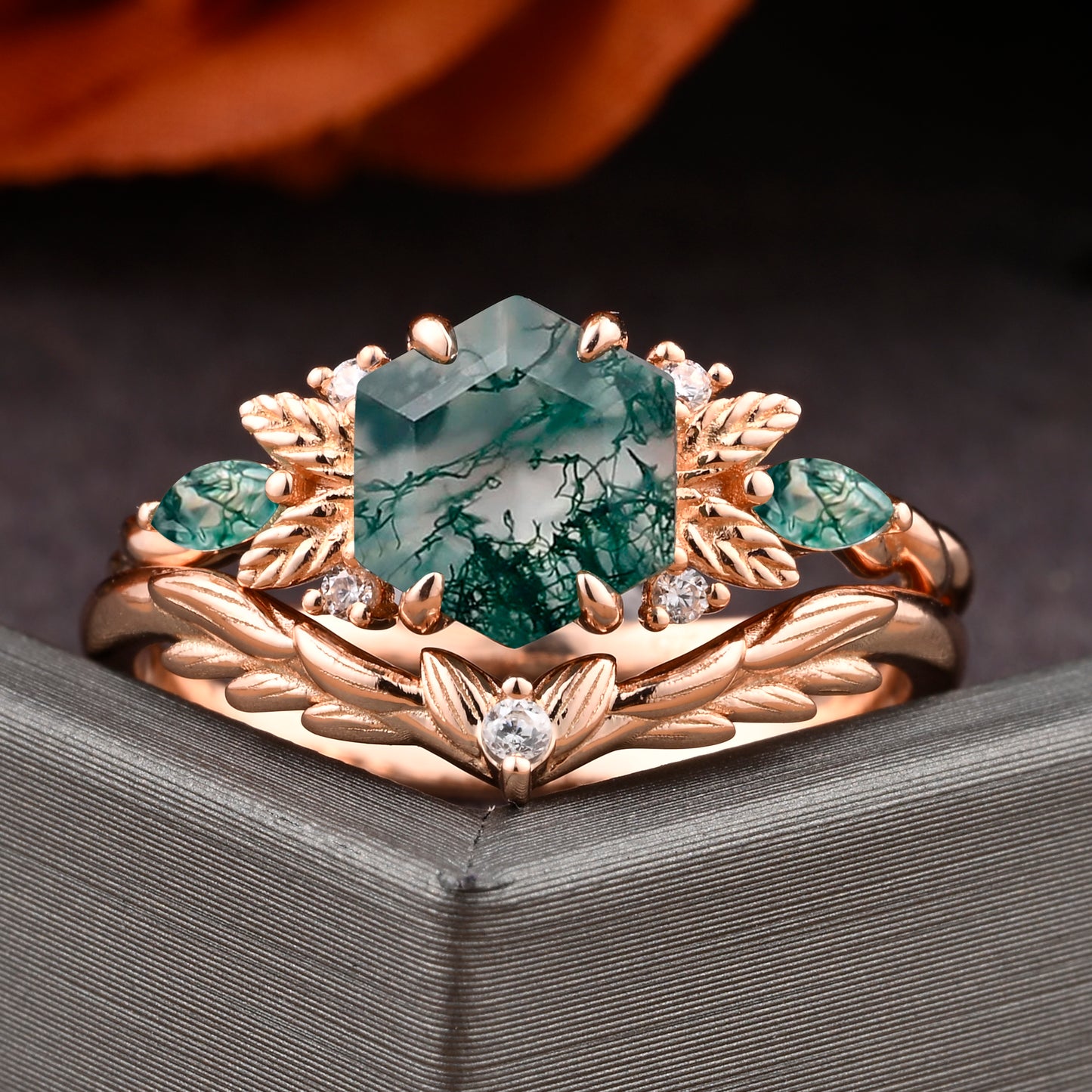 Vintage Birnenform Aquamarin Verlobungsring Set Unikat Versprechen Brautring Set Jubiläumsgeschenk