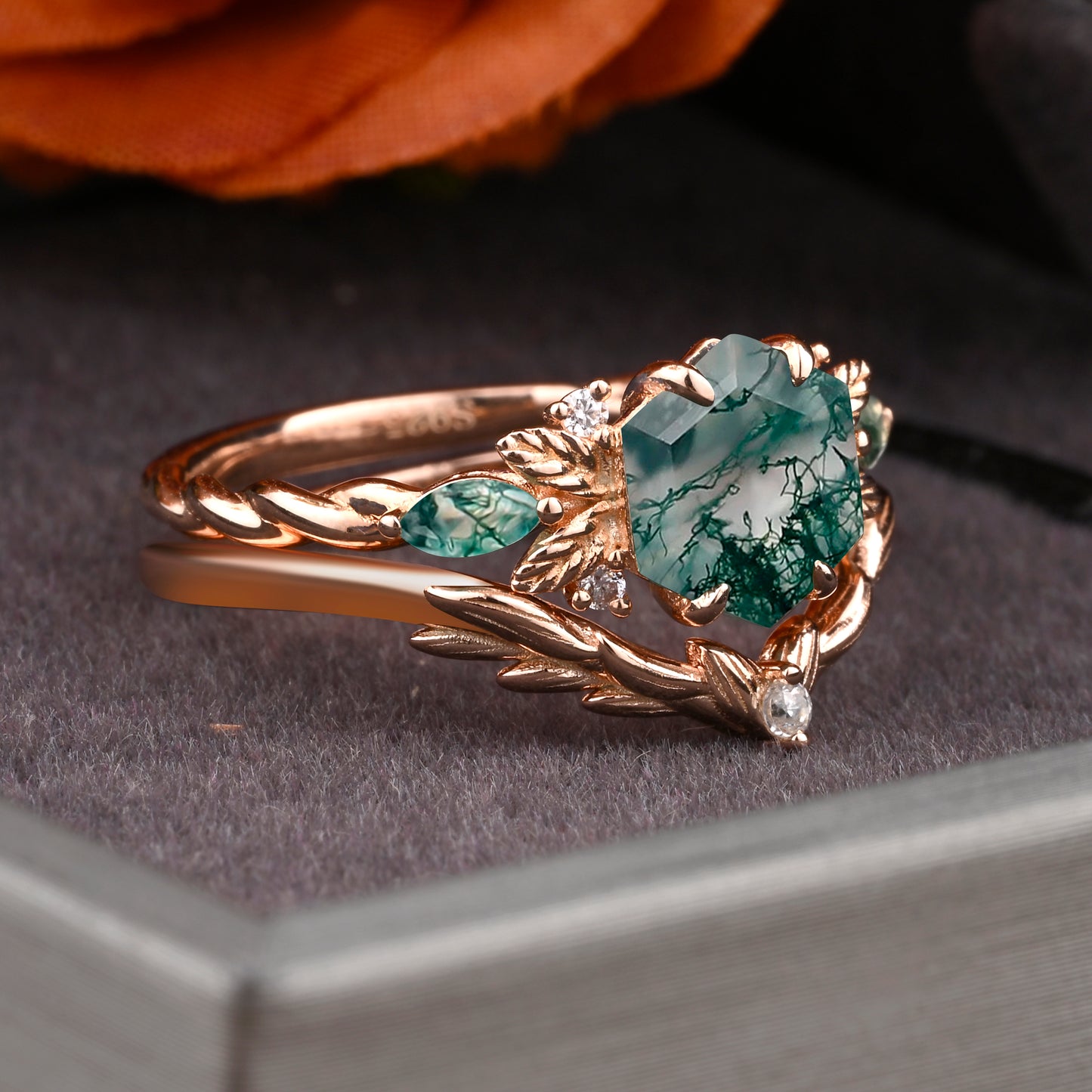 Vintage Birnenform Aquamarin Verlobungsring Set Unikat Versprechen Brautring Set Jubiläumsgeschenk