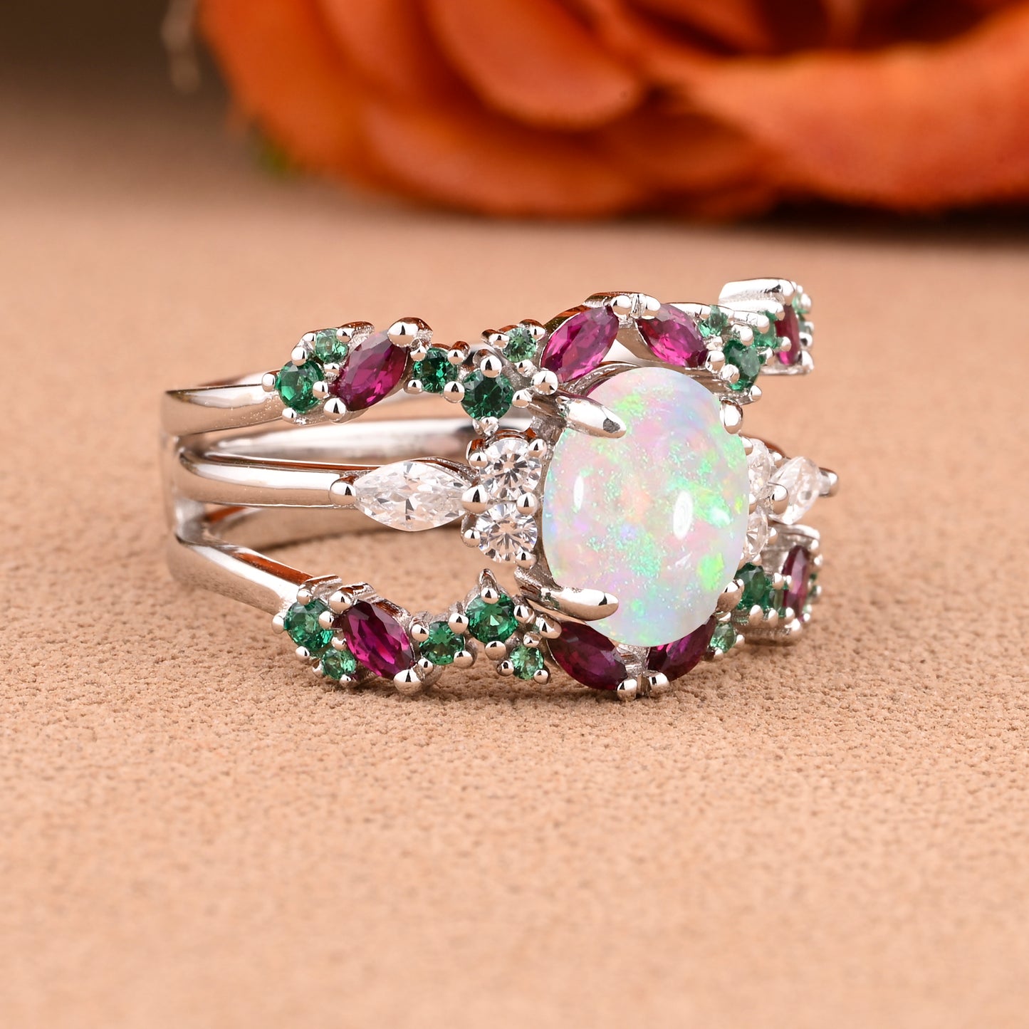 Bague de fiançailles vintage en forme de poire avec aigue-marine, ensemble de bagues de mariage uniques, cadeau d'anniversaire